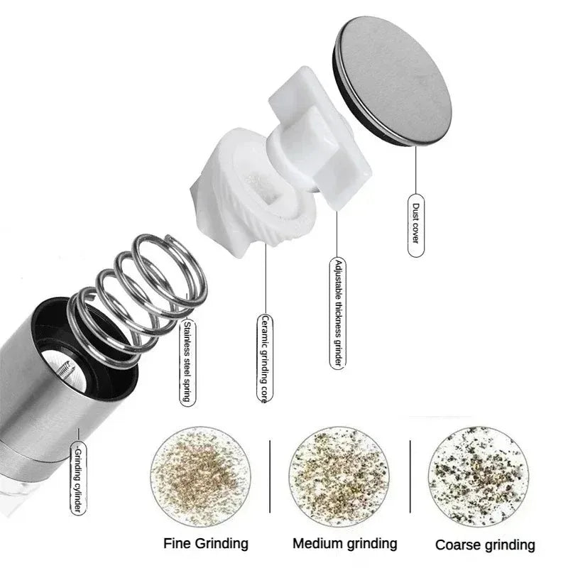 2-in-1 Salt & Pepper Grinder - Manual Stainless Steel Spice Mill with Adjustable Ceramic Grinder