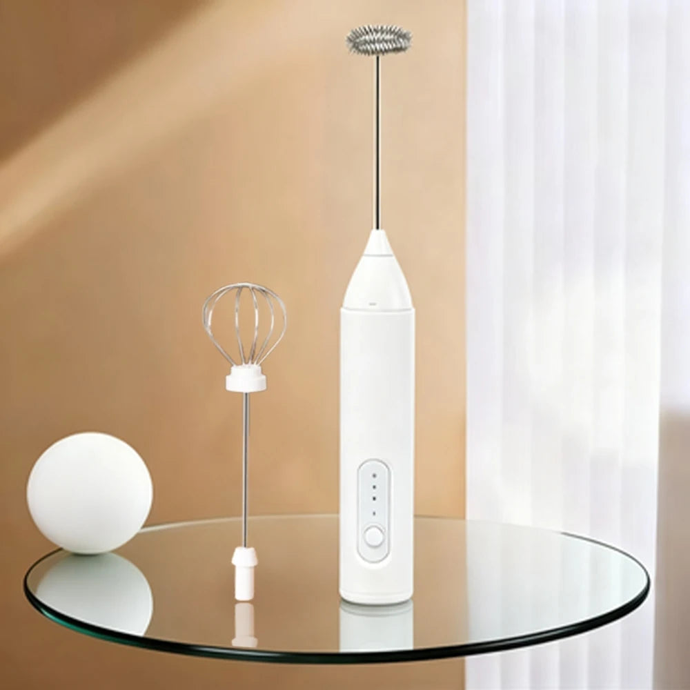 Portable Electric Whisk 2 in 1 Milk Frother and Mixer USB Easy to Clean