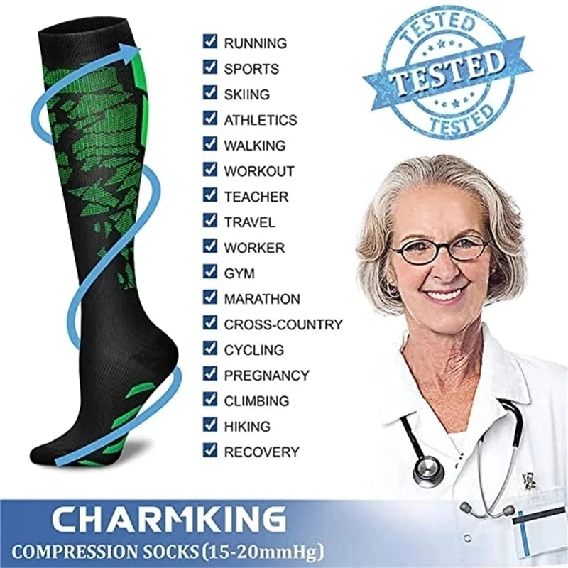 Compression Socks 20-30 mmHg - Medical & Sports Support for Travel, Pregnancy, Varicose Veins, Edema (Unisex)