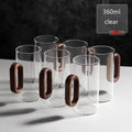 2/4/6-Pack Borosilicate Glass Mugs with Walnut Wooden Handle, 360 ml (12.2 fl oz) Heat-Resistant Teacup Set for Coffee, Milk & Juice