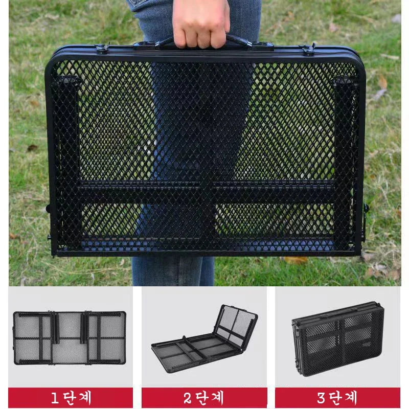 Folding Mesh Patio Table – Portable Aluminum Alloy Lightweight Extension Table for Camping & BBQ