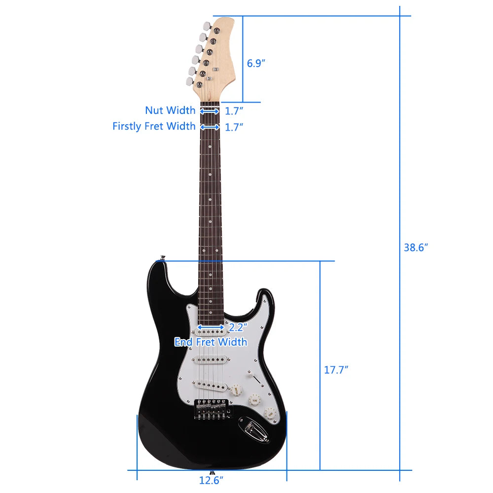 Rosewood Fingerboard Electric Guitar - 25.5" (648 mm) Scale, 22 Frets - Black/White