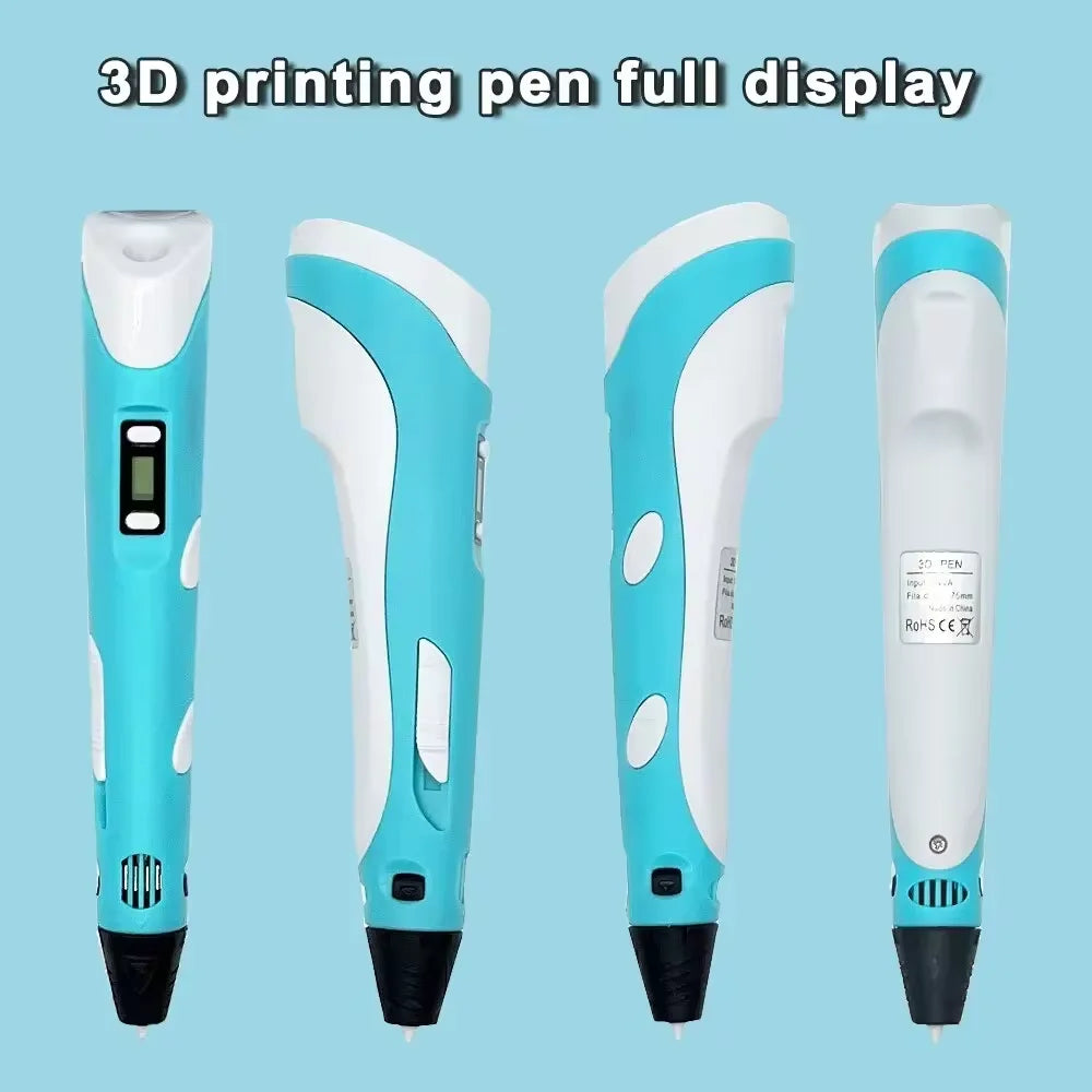 USB Rechargeable 3D Printing Pen with 9M PLA Filament (1.75mm) — Adjustable Speed, 180–220°C Heat, DIY 3D Pen for Kids & Adults