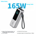 165W 25000mAh Portable Power Bank with Retractable Cables, 100W USB-C Fast Charge, Dual USB Output, Lightweight Metal Charger