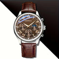 Men's Quartz Leather Strap Watch 40mm Round Alloy Case Roman Numeral Dial Buckle Clasp