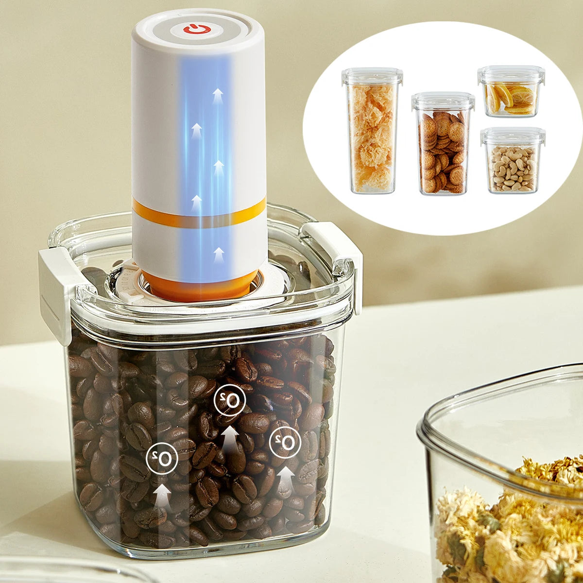 Airtight Vacuum-Seal Food Storage Canister – 460ml / 700ml / 1300ml / 1800ml (15.5–60.9 fl oz) for Coffee, Tea & Cereal
