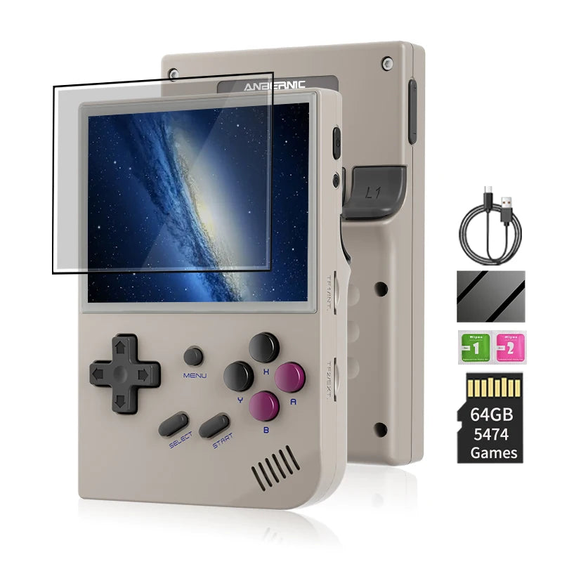 3.5-inch (89 mm) IPS Retro Handheld Gaming Console – Dual Linux OS (GarlicOS), 2600mAh Battery, 64GB Built-in, Up to 512GB Expandable, HDMI TV Output