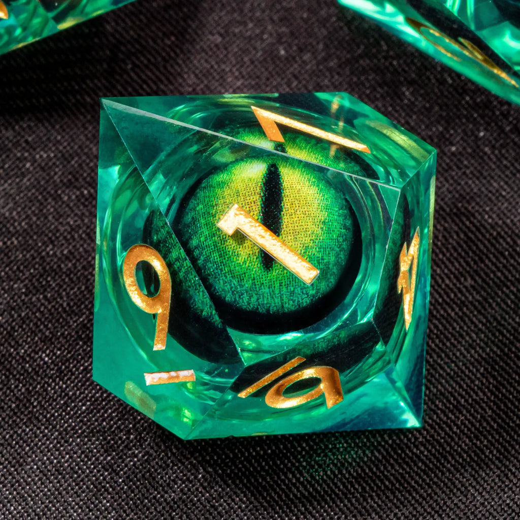 Liquid Core Resin RPG Dice Set — Sharp-Edged D20 D12 D10 D8 D6 D4 for Tabletop Gaming