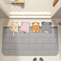 Cartoon Diatomaceous Earth Absorbent Bathroom Floor Mat - Quick-Dry Non-Slip Bath Rug for Toilet, Sink, Bedroom