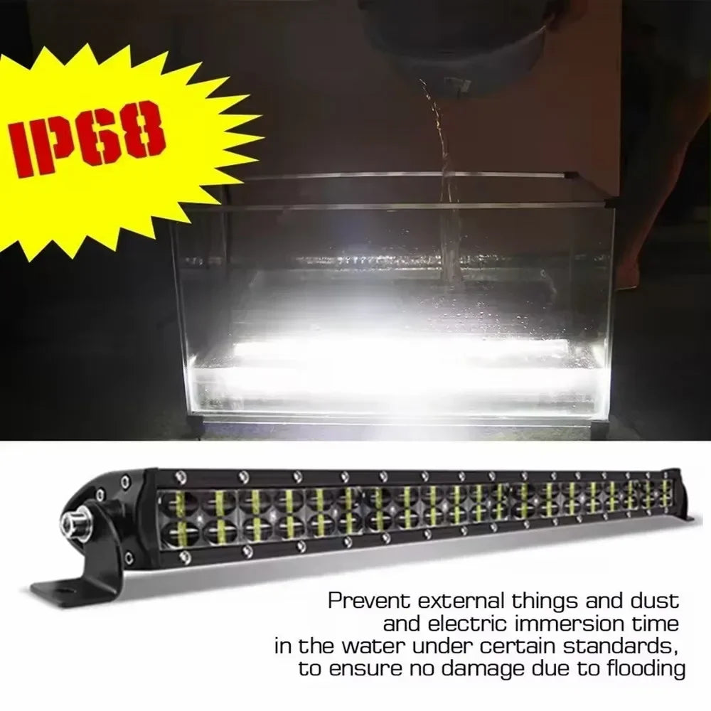 6D Lens Dual-Row LED Light Bar - Spot & Flood Combo, 8in (20cm) / 14in (36cm) / 20in (51cm), 36W/72W/120W, 12V-24V Off-Road Work Light for Truck ATV SUV