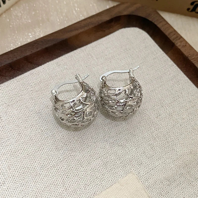 Chunky Round Hoop Earrings for Women & Teen Girls - Smooth Metal Statement Circle Hoops in Gold or Silver