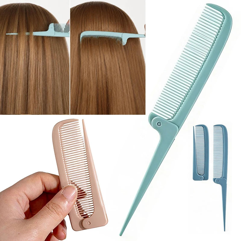 Portable Folding Tail Comb - Mini Compact Rat Tail Parting Comb for Wigs & Travel