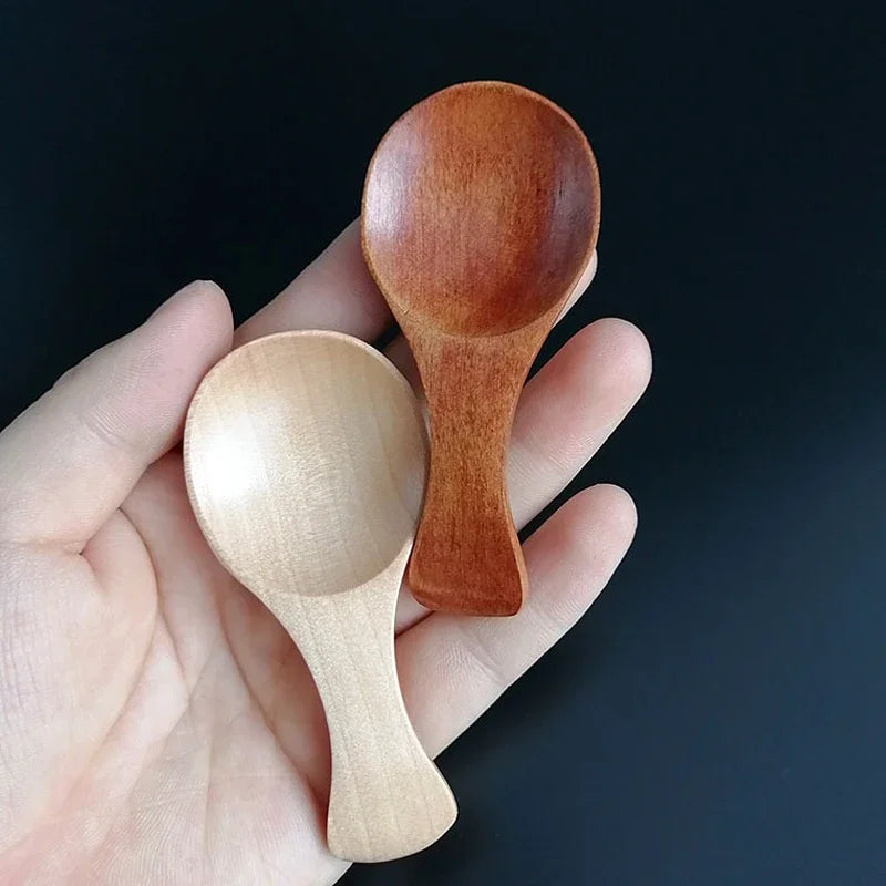 4-Pack Mini Wooden Spoons Small Short-Handle Sugar Salt Spice Scoops for Coffee Tea & Baby Feeding