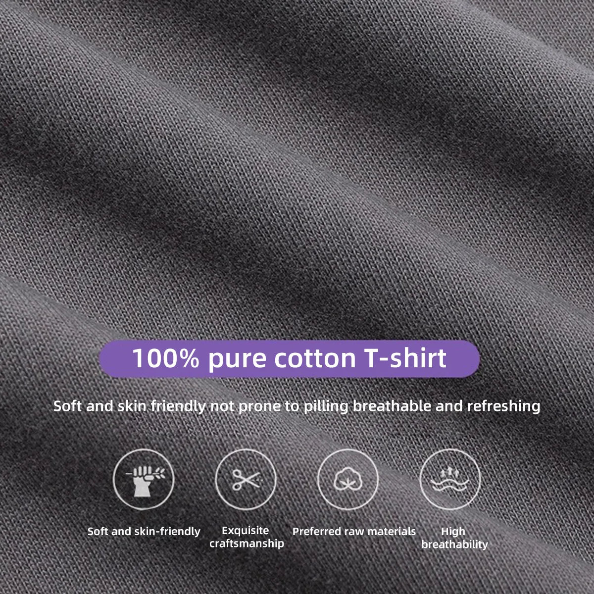 Unisex 100% Cotton Round Neck Short Sleeve T-Shirt - Casual Loose Fit Summer Tee