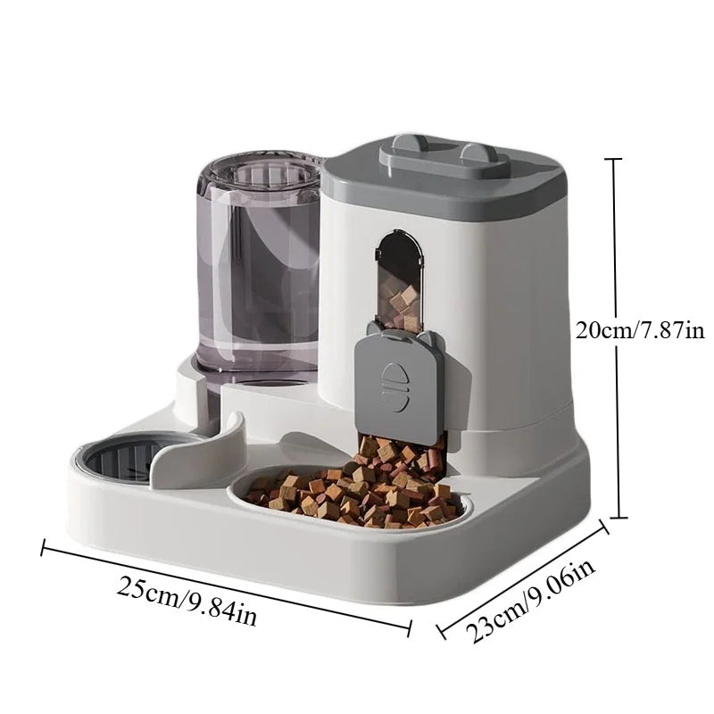 Automatic Pet Feeder with Water Dispenser - Spill-Proof Dual Bowl for Small, Medium and Large Cats and Dogs