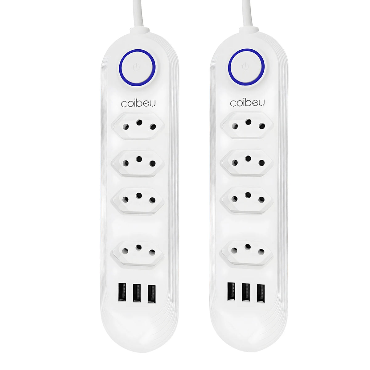 Power Strip with USB & Overload Protection – Extension Socket 10A, 2m (6.6 ft) Cable