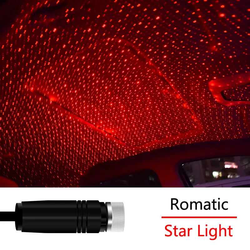 Adjustable LED Car Star Projector Roof Light - USB Romantic Galaxy Atmosphere Night Lamp
