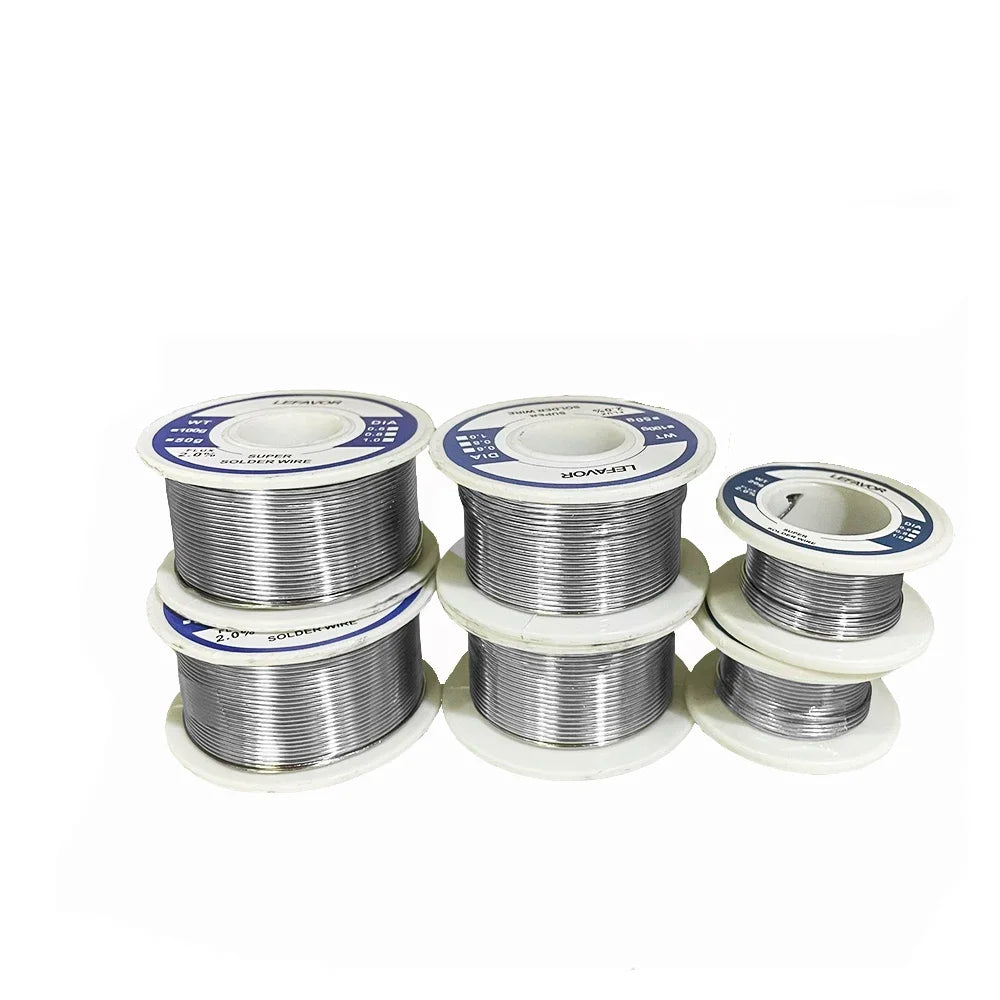 Rosin-Core No-Clean Solder Wire 97.7% Sn, 2.0% Flux — 0.8mm (0.031 in) & 1.0mm (0.039 in), 20g/50g/100g Rolls