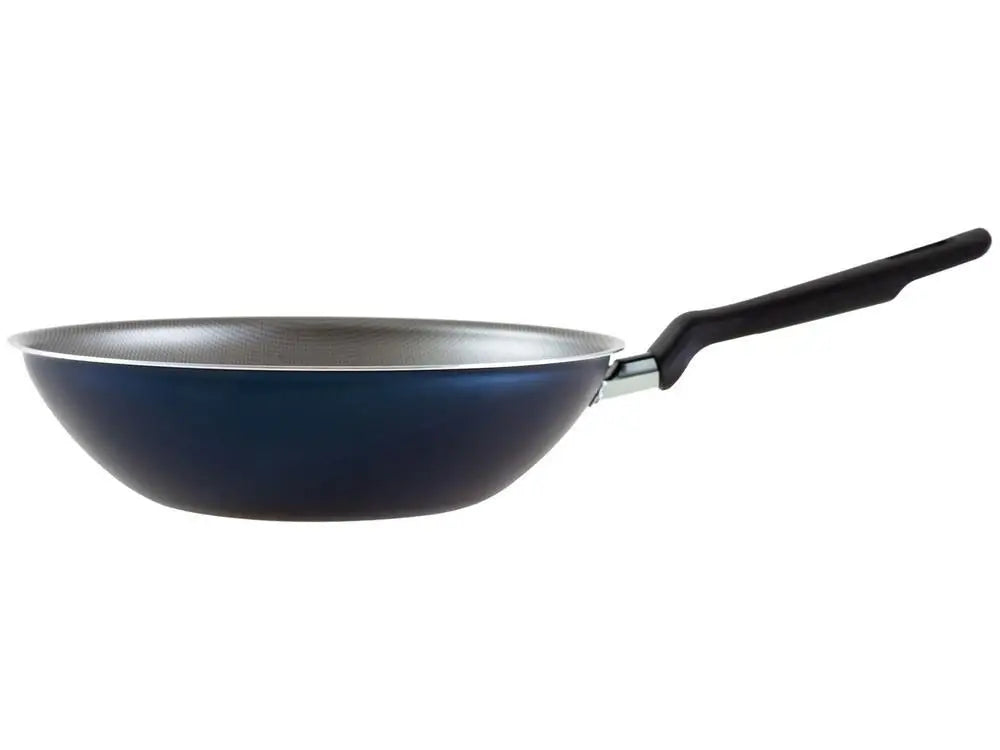 Non-Stick Aluminum Wok Pan 24 cm (9.5 in), 2.2 L Blue, Heat-Resistant Bakelite Handle, Dishwasher Safe