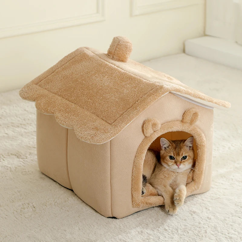 Foldable Removable Washable Pet House - Cozy Cave Bed for Extra Small Dogs, Small to Medium Cats