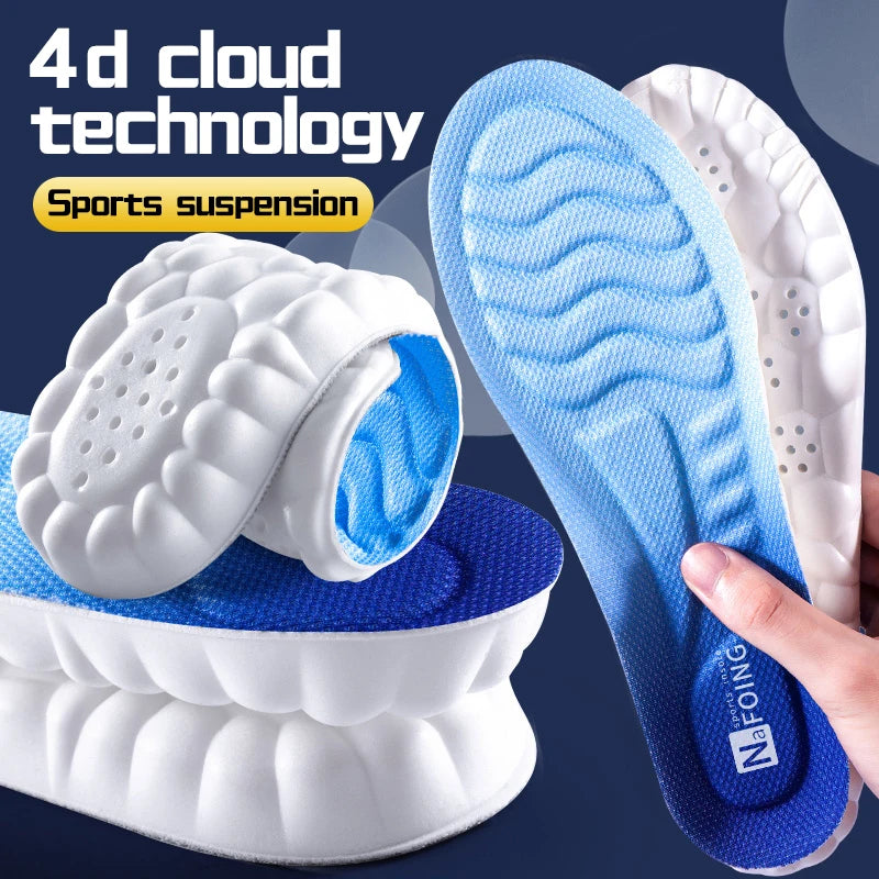 4D Cloud PU Memory Foam Insoles – Breathable Shock-Absorbing Trim-to-Fit Orthopedic Sports & Running Shoe Inserts