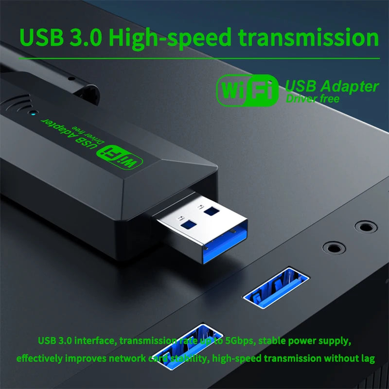 Dual-Band 1200Mbps USB 3.0 WiFi Adapter with 4 Antennas — 2.4/5GHz Wireless Dongle for PC & Laptop (Windows Compatible)