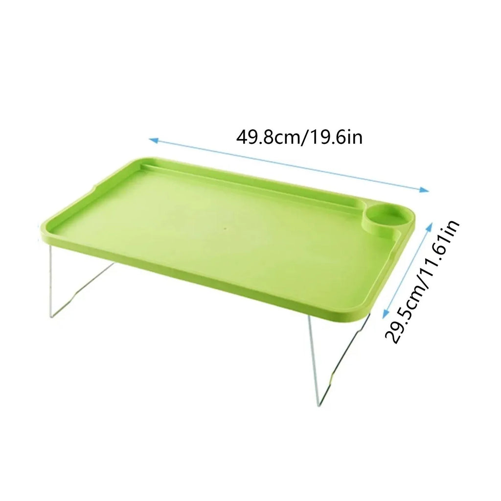 Foldable Laptop Bed Table Lap Desk with Cup Holder & Tablet Slot — 19.6 x 11.6 in (49.8 x 29.5 cm)