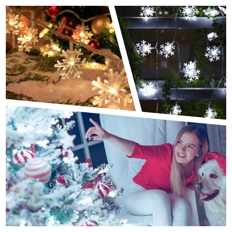 Snowflake USB LED String Lights — Multicolor Fairy Lights for Christmas Tree, Room & Wedding (1.5m/3m/4.5m/6m, 10–40 LEDs)