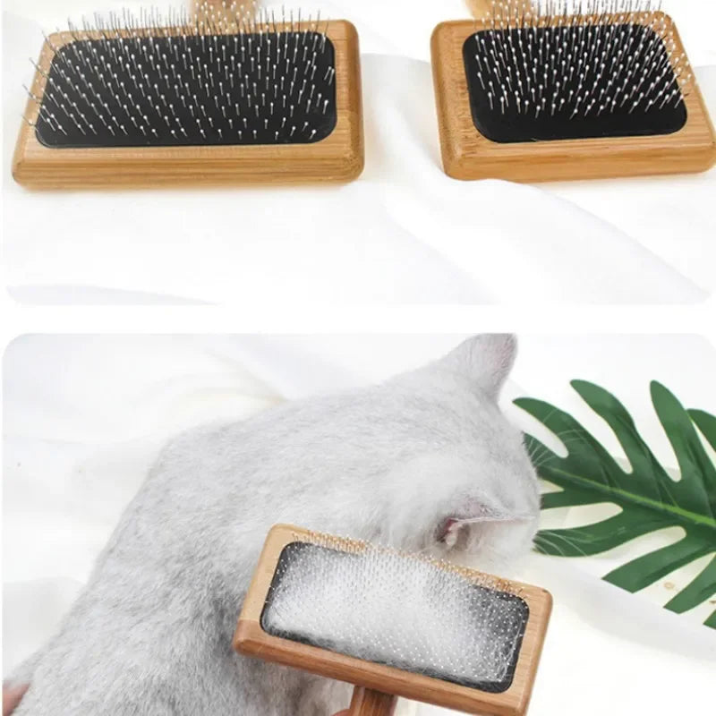 Wooden Pet Grooming Brush for Dogs & Cats – Hair Remover, Knot Opener & Massage Comb