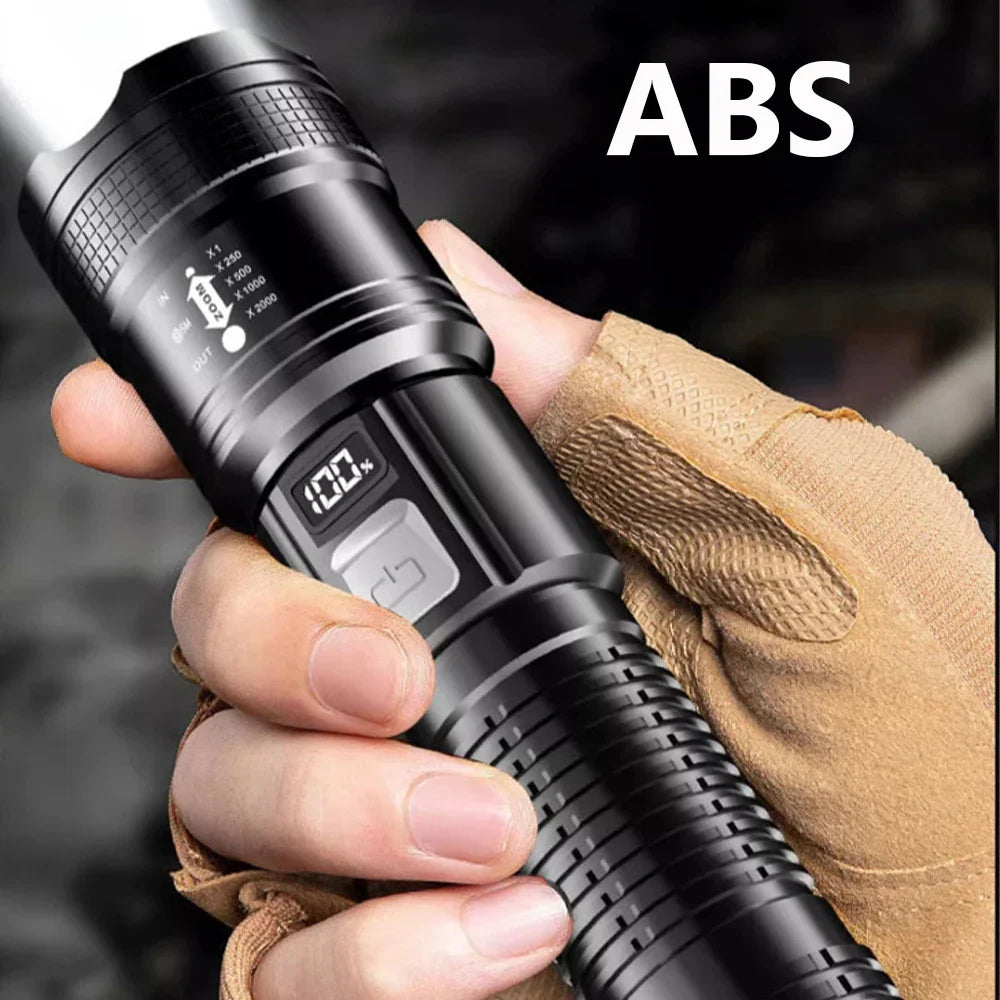 Super Bright USB Rechargeable Tactical Flashlight 1,600,000 LM - Long-Range Waterproof LED Torch for Camping & Fishing