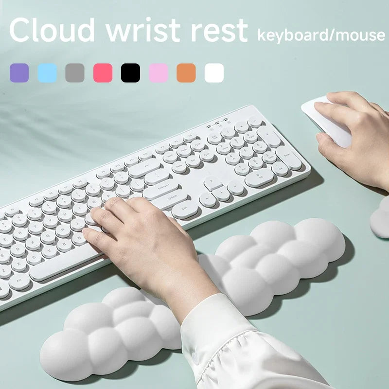 Cloud-Shaped Ergonomic Wrist Rest Mouse Pad – Anti-Slip Keyboard & Mouse Support, Long 430 x 110 mm (16.9 x 4.3 in) & Short 150 x 90 mm (5.9 x 3.5 in)