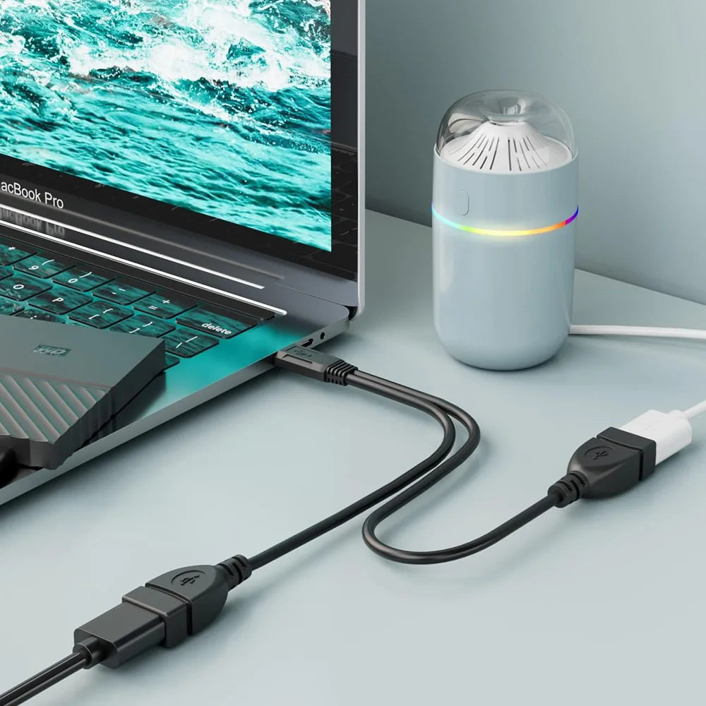 USB 2.0 Y Splitter Cable 1 Male to 2 Female — Data & Charging, 5.9 in (15 cm) or 11.8 in (30 cm) for PC & Car