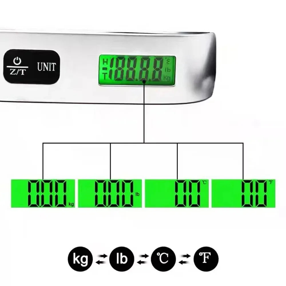 50kg / 110lb Portable Digital Hanging Luggage Scale - Handheld Travel Suitcase Weighing Scale