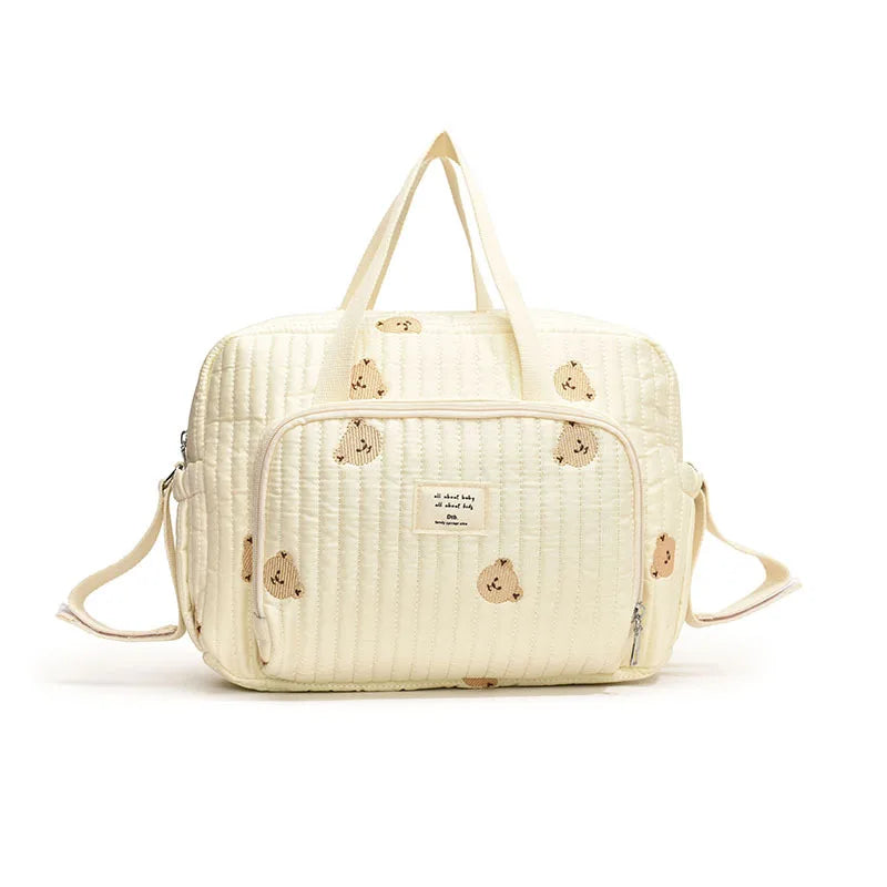 Large Embroidered Diaper Bag - Maternity Baby Organizer Shoulder & Crossbody Bag for Travel and Hospital