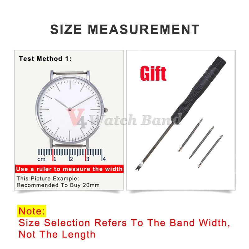 Ribbed Nylon Watch Strap - 18mm / 20mm / 22mm Military Style Fabric Watch Band with Pin Buckle