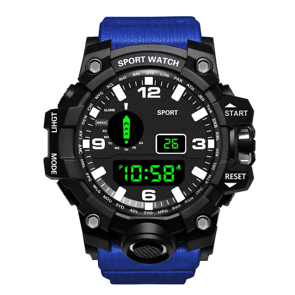 Men's Sports Digital Watch - Large 55mm Dial, Waterproof 3ATM (30M), Luminous Alarm & Stopwatch