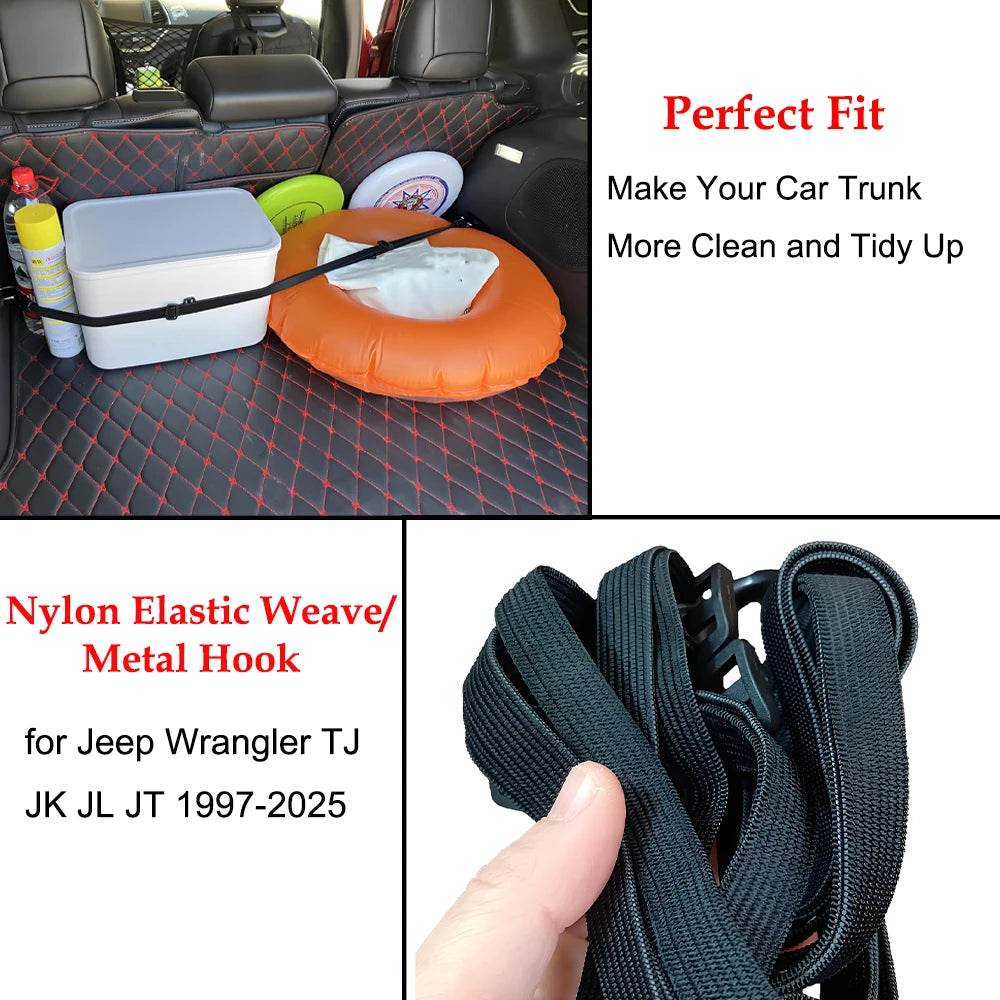 90 cm (35.4 in) Elastic Car Trunk Cargo Strap – Heavy-Duty Latex Bungee with Hook, Adjustable, 1 or 3-Pack