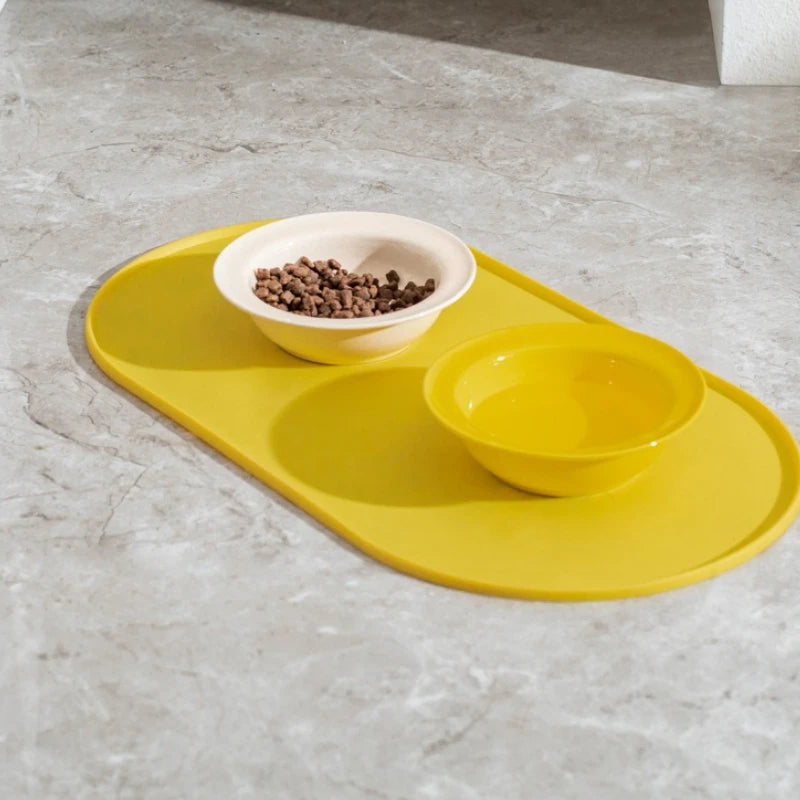 Non-Slip Waterproof Pet Feeding Mat for Cats & Dogs - Silicone Plastic Bowl Mat for Multipet Households