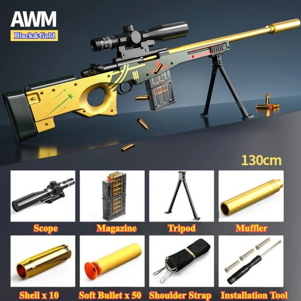 Soft Bullet Toy Sniper Rifle - Manually Loaded Toy Rifle for Outdoor CS Combat & Roleplay, Gift for Teens & Adults