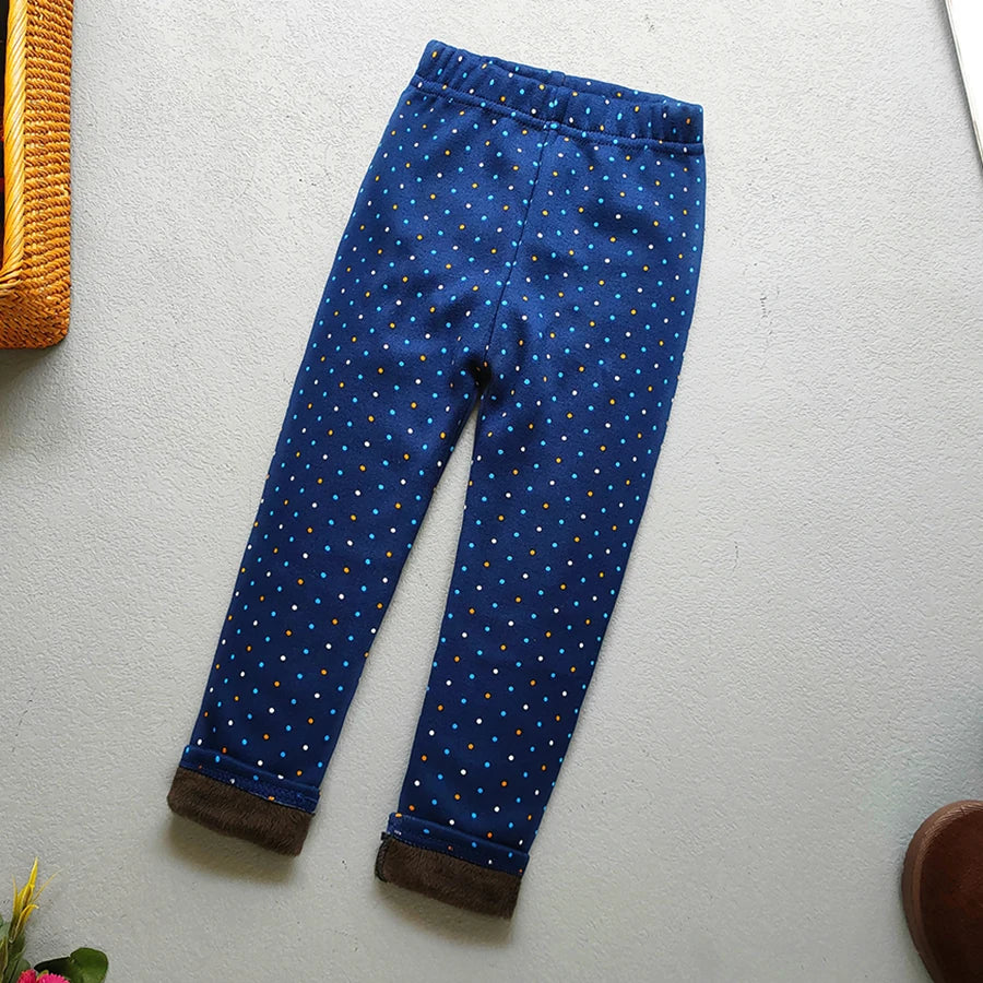 Girls Floral Fleece-Lined Leggings - Thick Warm Winter Pants for Toddlers and Kids (2-11 Years)