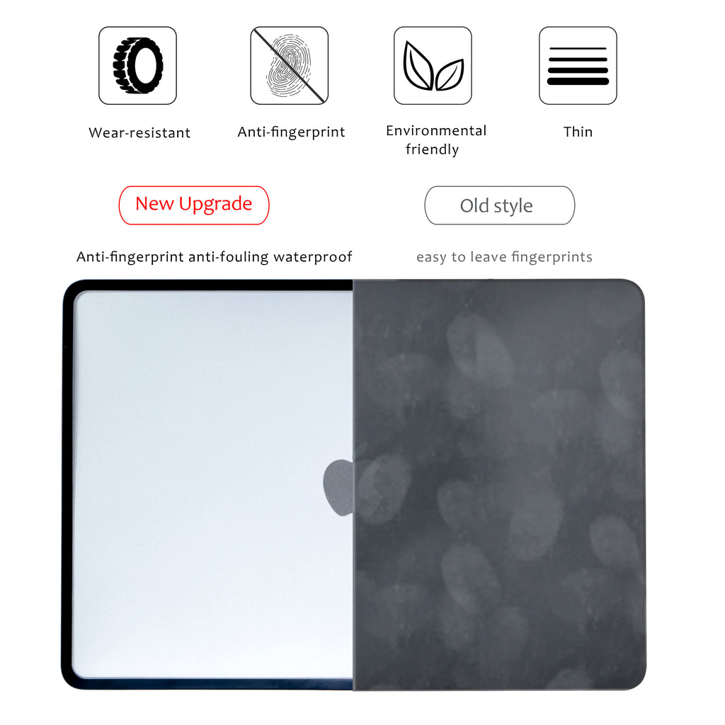 Matte Transparent PC+TPU Protective Case for MacBook Air & Pro 13/13.6/14/15.3/16-inch (33-41 cm) - Full Shell with Keyboard Cover & Vented Non-Slip Feet