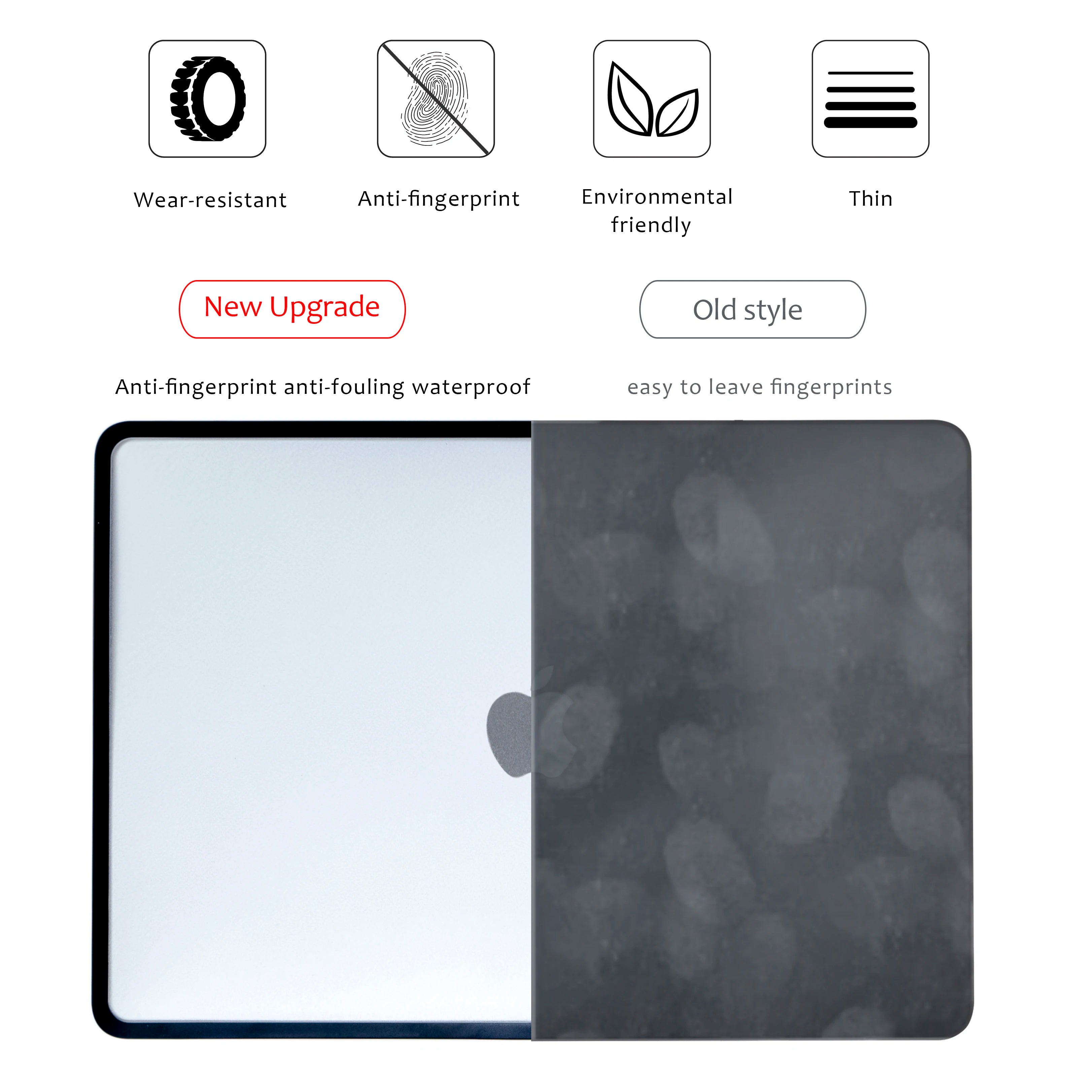 Matte Transparent PC+TPU Protective Case for MacBook Air & Pro 13/13.6/14/15.3/16-inch (33-41 cm) - Full Shell with Keyboard Cover & Vented Non-Slip Feet