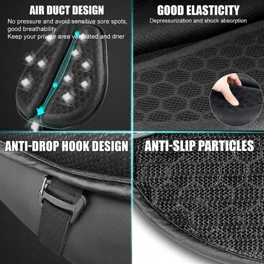 Motorcycle Seat Cushion 3D Honeycomb Gel Pad Anti-Slip Pressure Relief 15.75 x 14.37 in (40 x 36.5 cm)