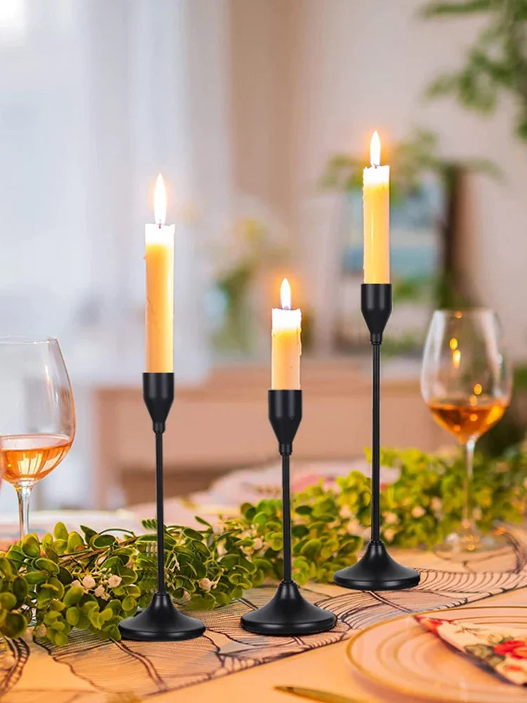 3-Piece European Style Metal Candle Holders Set for Wedding Table, Home & Christmas