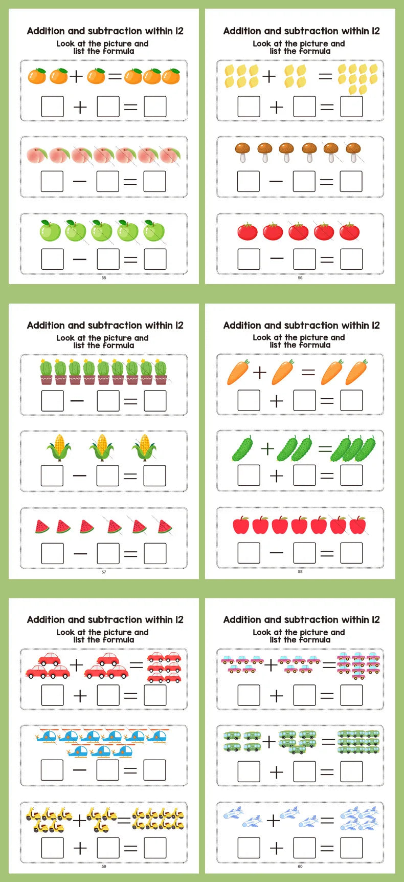 Interactive Math Workbook for Preschool & 1st Grade - Counting, Addition & Subtraction Within 10, Number Relationships, Visual Learning Activities for Home and Classroom