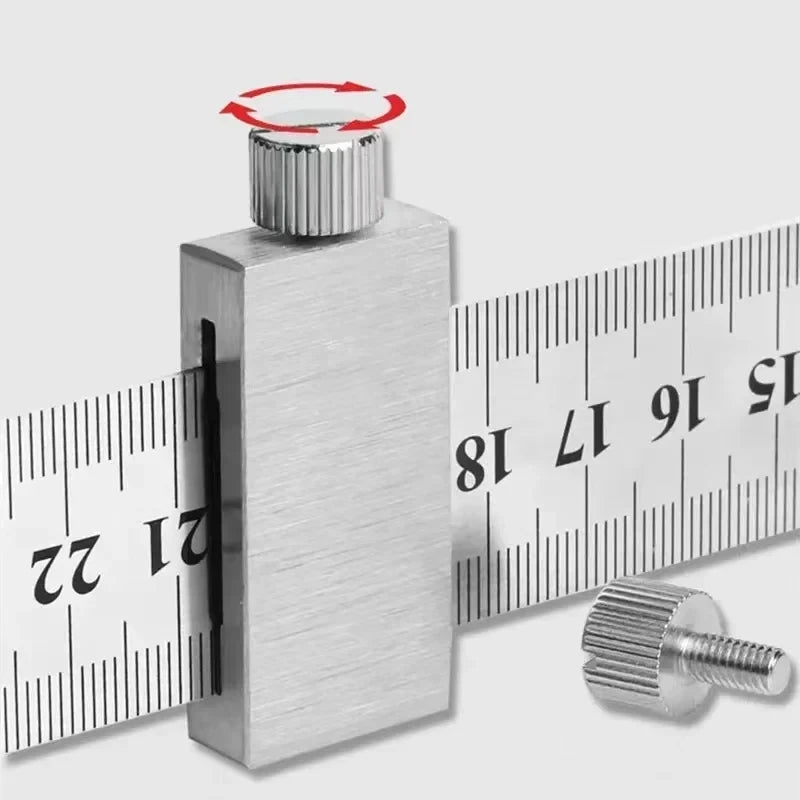 Portable Woodworking Positioning Stop Block with Steel Ruler – Measuring & Marking Gauge for Carpentry