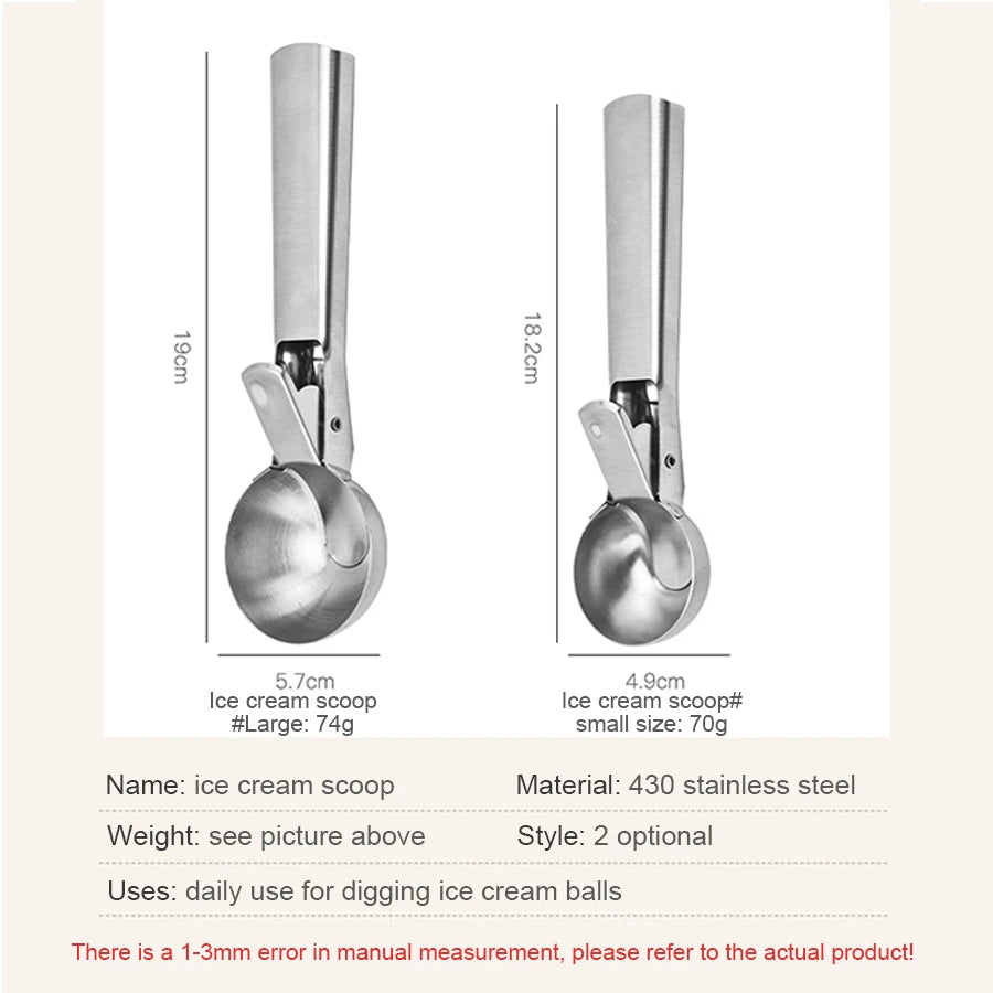 Stainless Steel Dual-Purpose Ice Cream & Fruit Scoop Multifunctional Kitchen Utensil
