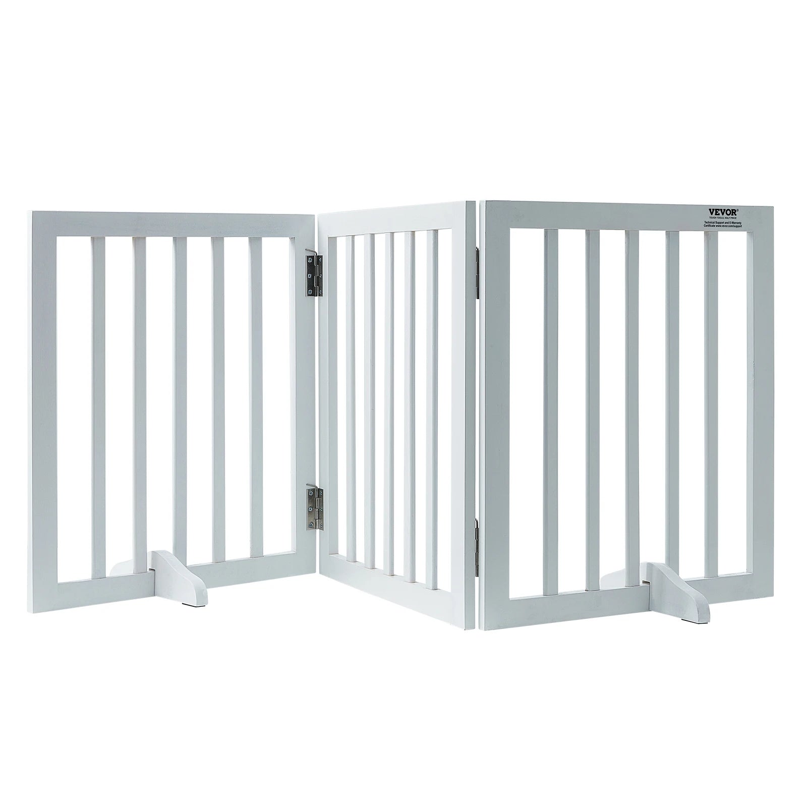 Freestanding Wood Pet Gate — Foldable 3-Panel Expandable Dog Barrier, 60 in (153 cm)
