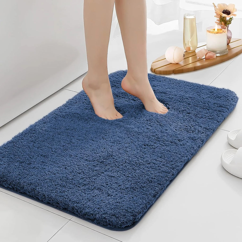 Water-Absorbent Anti-Slip Thickened Long-Pile Bathroom Mat Machine Washable Bath Rug