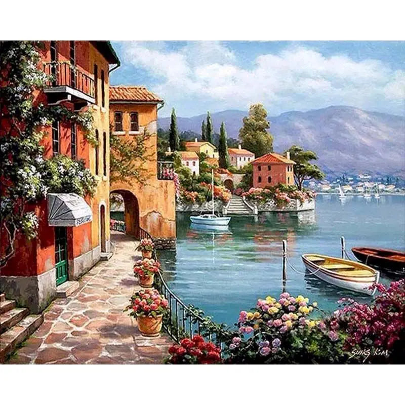 Paint-by-Number Landscape Canvas Kit for Adults — DIY Acrylic Painting Set with Brushes, Paints & Hangers, Multiple Sizes (40×50 cm / 15.7×19.7 in; 50×65 cm / 19.7×25.6 in; 60×75 cm / 23.6×29.5 in)